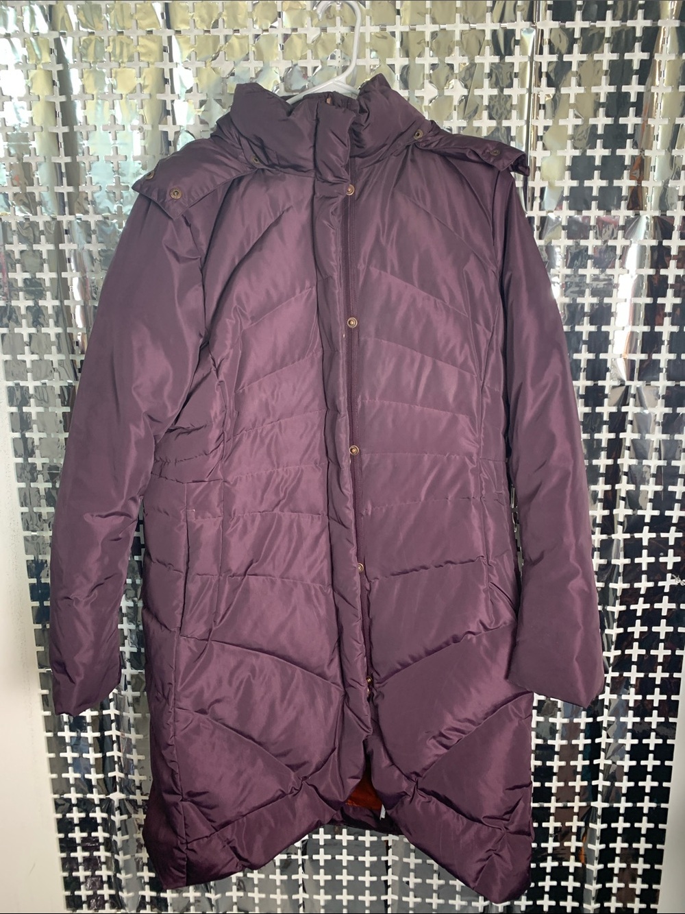 Women’s Long Puffer Coat in Deep Plum